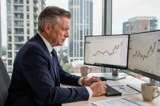 Analista finanziario che studia i trend del mercato immobiliare e i loro effetti sulla borsa nel 2026