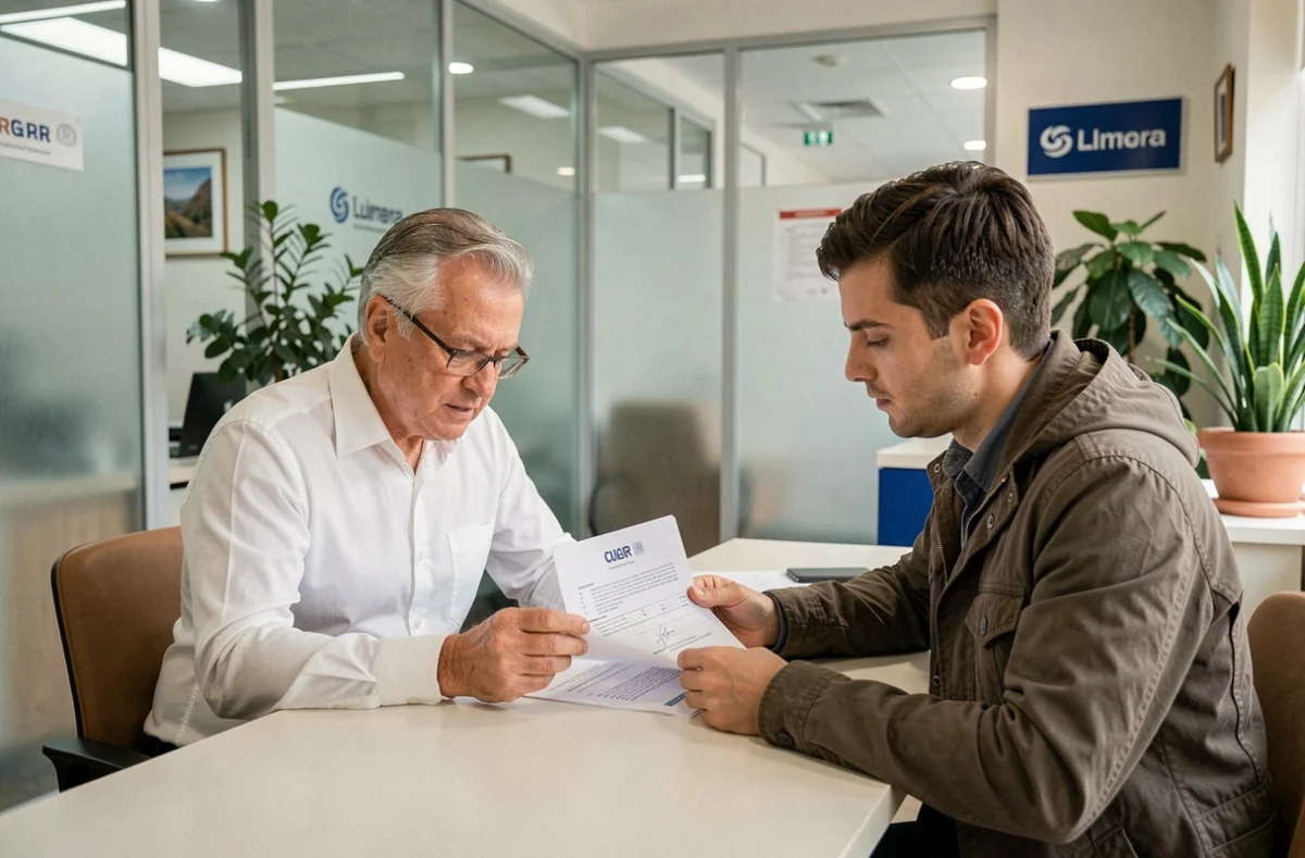 Un consulente bancario illustra le nuove norme sul credito al consumo a un cliente in una filiale italiana, in vista delle riforme del 2026