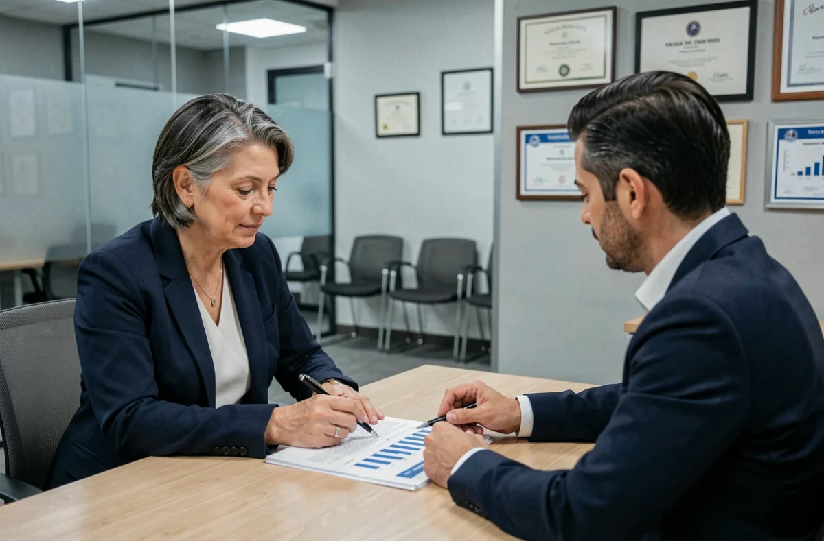 Una donna consulta un consulente previdenziale riguardo al cumulo gratuito dei contributi per la pensione 2026