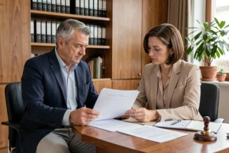 Due persone firmano un contratto di comodato d'uso gratuito presso uno studio notarile in Italia