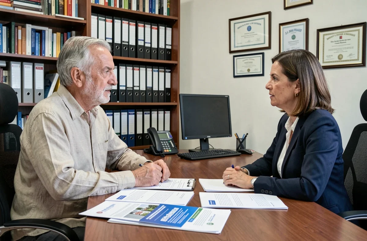 Uomo anziano consulta un consulente previdenziale riguardo alle nuove regole della pensione di reversibilità 2026